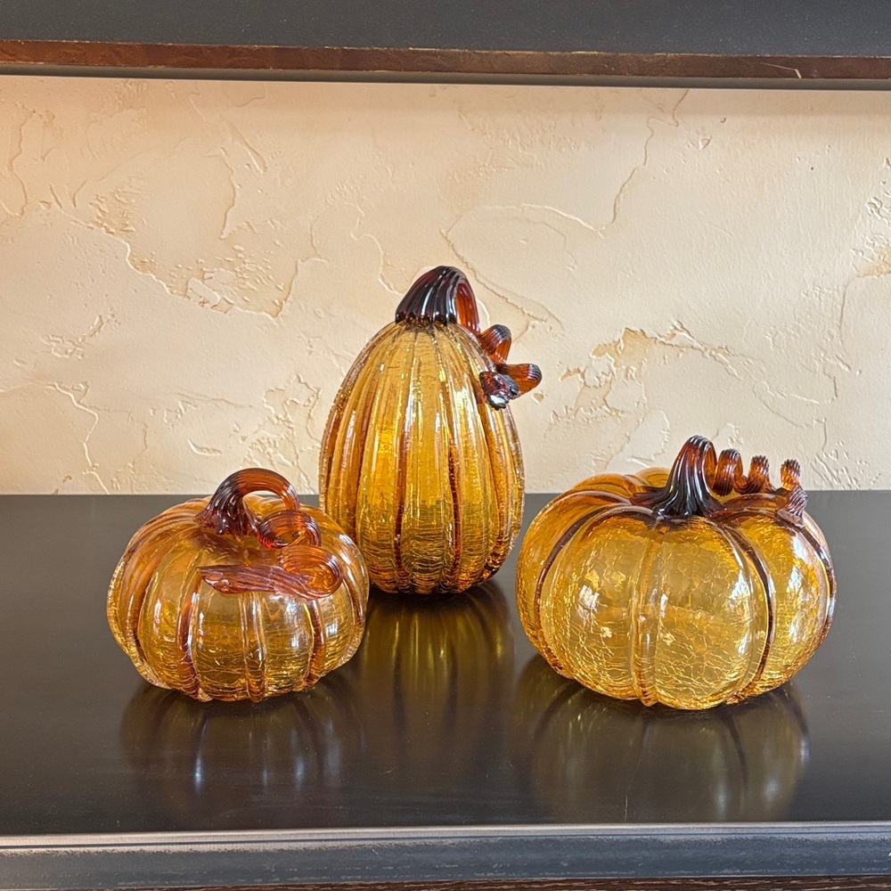 Glass Pumpkin Decor Set